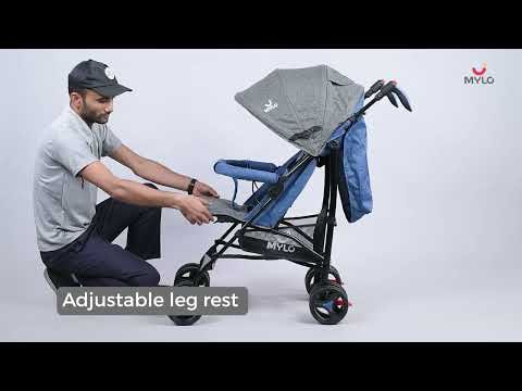 Vista Ultra-Light Baby Stroller for 0-3 Year | Baby Pram for Toddlers & Kids | 5 Point Safety Harness | Front Wheel Swivel Function | Umbrella Fold - Green & Grey
